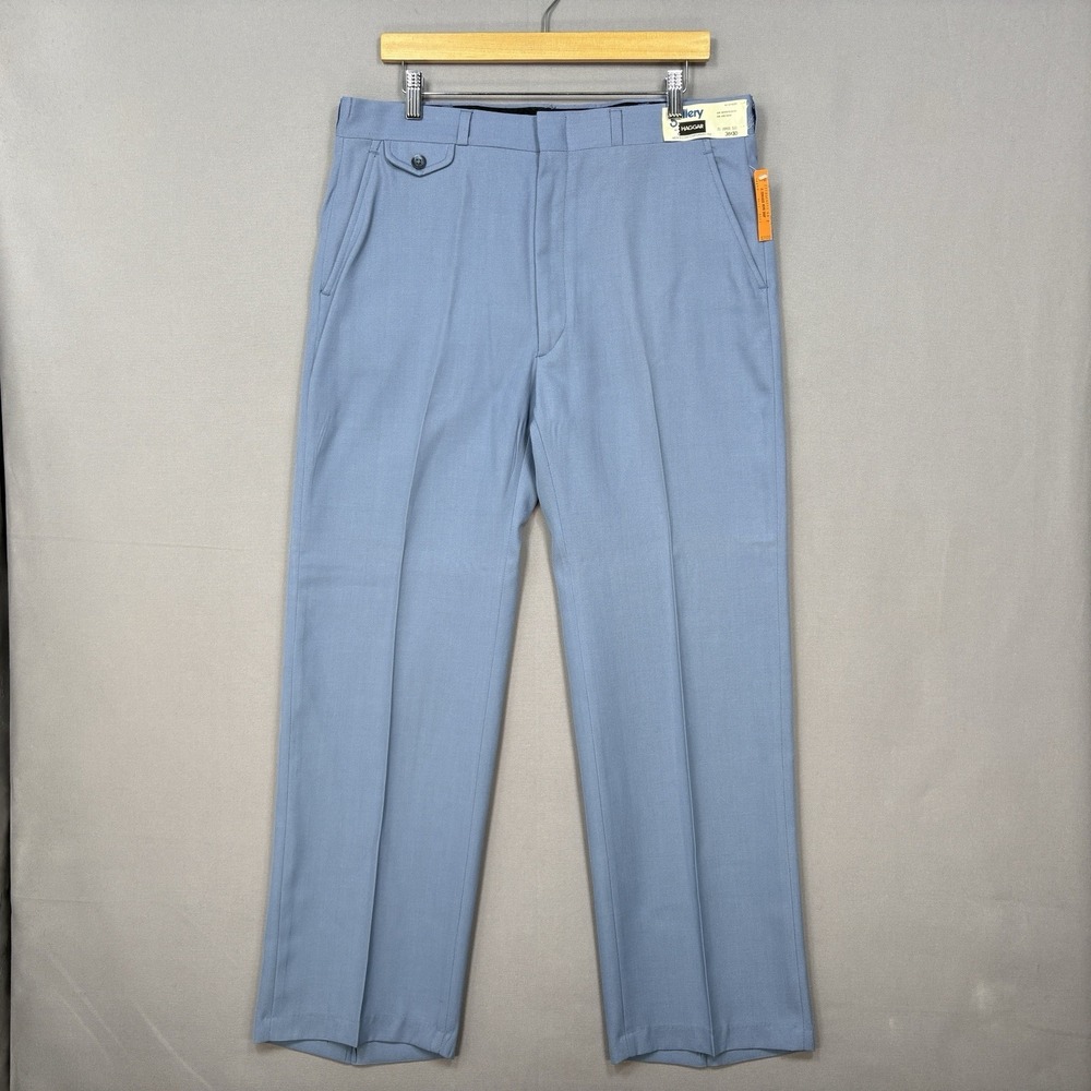 VTG 70's Gallery by Haggar 36x30 Blue Dacron Deadstock Leisure Dress Pants NWT